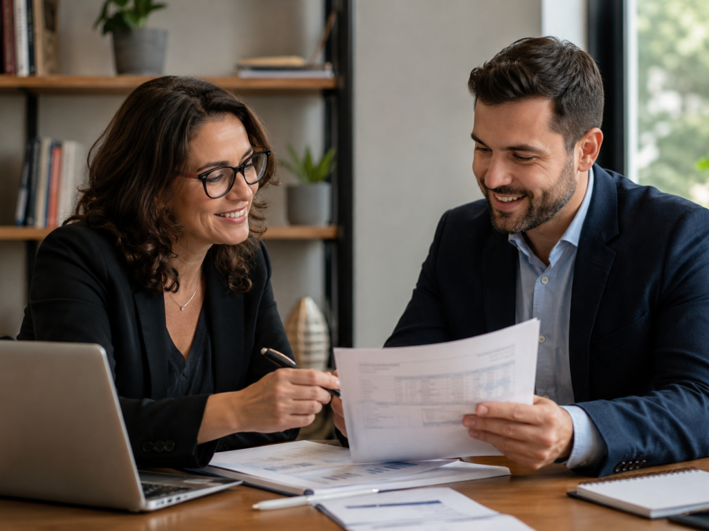 A business owner discussing his books with a small business accountant.