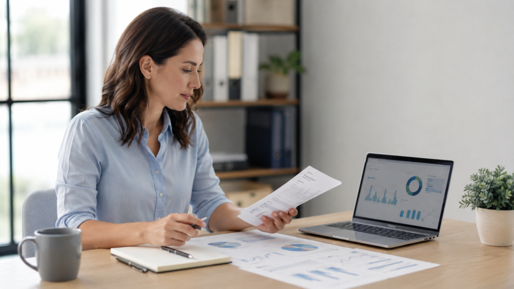 An accountant analyzing the numbers of a small business.