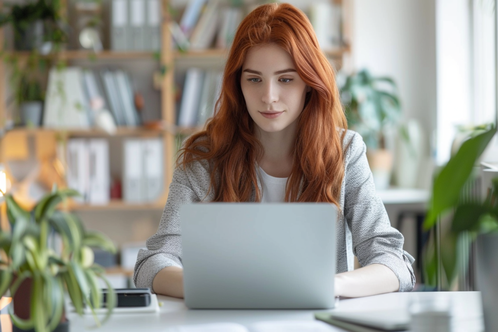 woman working on computer